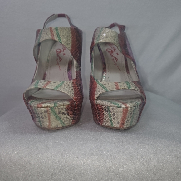 Alice+Olivia Multicolor Animal Print Womens Wedged Sandals Sz 8.5 Festive,Party - Picture 2 of 11
